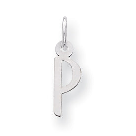 Sterling Silver Small Slanted Block Initial P Charm