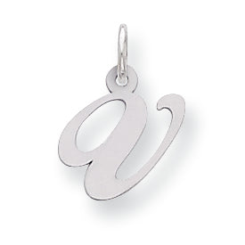Sterling Silver Small Fancy Script Initial V Charm
