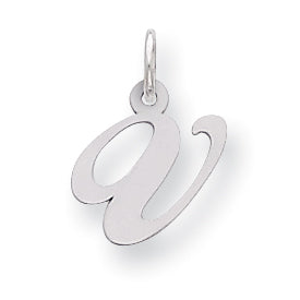 Sterling Silver Small Fancy Script Initial V Charm