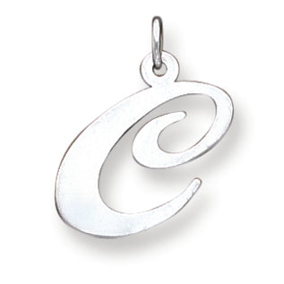 Sterling Silver Large Fancy Script Initial C Charm