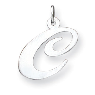 Sterling Silver Large Fancy Script Initial C Charm