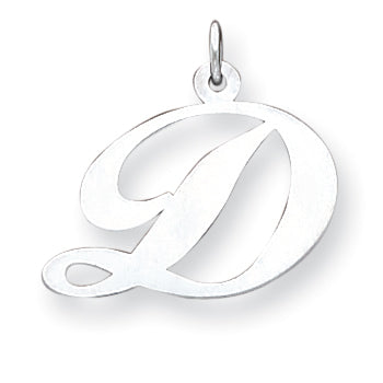 Sterling Silver Large Fancy Script Initial D Charm