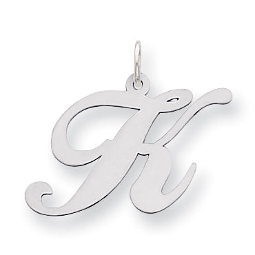 Sterling Silver Large Fancy Script Initial K Charm