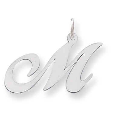 Sterling Silver Large Fancy Script Initial M Charm