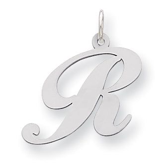 Sterling Silver Large Fancy Script Initial R Charm