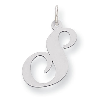 Sterling Silver Large Fancy Script Initial S Charm