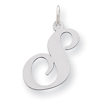 Sterling Silver Large Fancy Script Initial S Charm