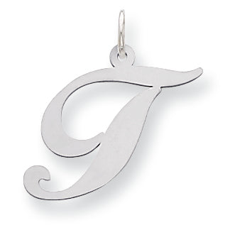 Sterling Silver Large Fancy Script Initial T Charm