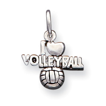Sterling Silver Antique I (heart) Volleyball Charm