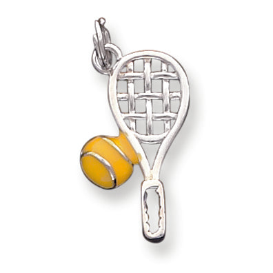 Sterling Silver Enameled Tennis Racquet Charm