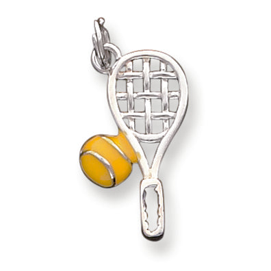 Sterling Silver Enameled Tennis Racquet Charm