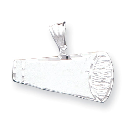 Sterling Silver Satin Finish Diamond Cut Megaphone Pendant