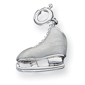 Sterling Silver White Enameled Ice Skate Charm