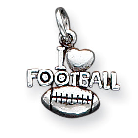 Sterling Silver Antique I (heart) Football Charm