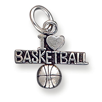 Sterling Silver Antique I (heart) Basketball Charm