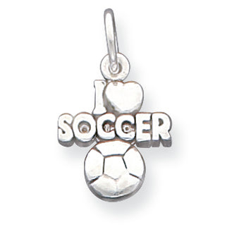 Sterling Silver Antique I (heart) Soccer Charm