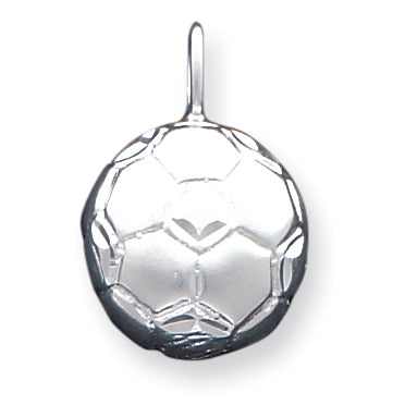 Sterling Silver Diamond Cut Soccer Ball Disk Pendant