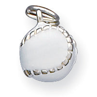 Sterling Silver 3D White Enameled Baseball Charm