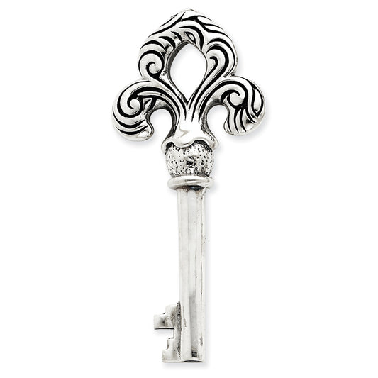 Sterling Silver Fleur de lis Key Pendant