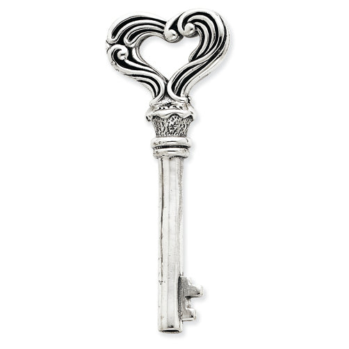 Sterling Silver Antiqued Key Pendant