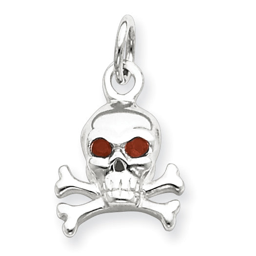 Sterling Silver Red CZ Skull Charm