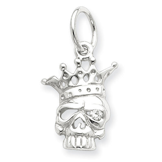 Sterling Silver CZ Skull Charm