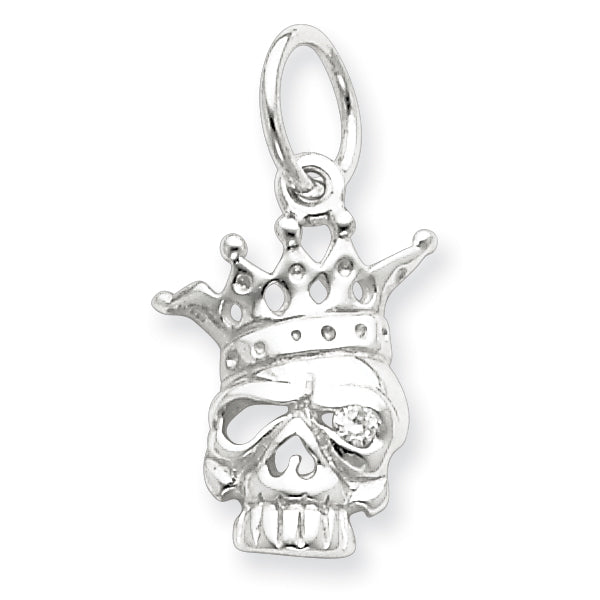 Sterling Silver CZ Skull Charm