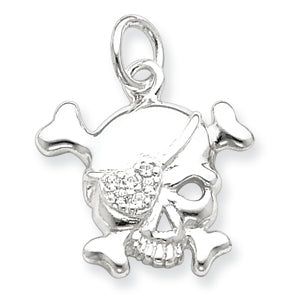 Sterling Silver CZ Skull Charm