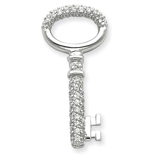 Sterling Silver CZ Key Pendant
