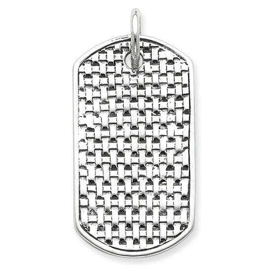 Sterling Silver Antiqued Dog Tag Pendant