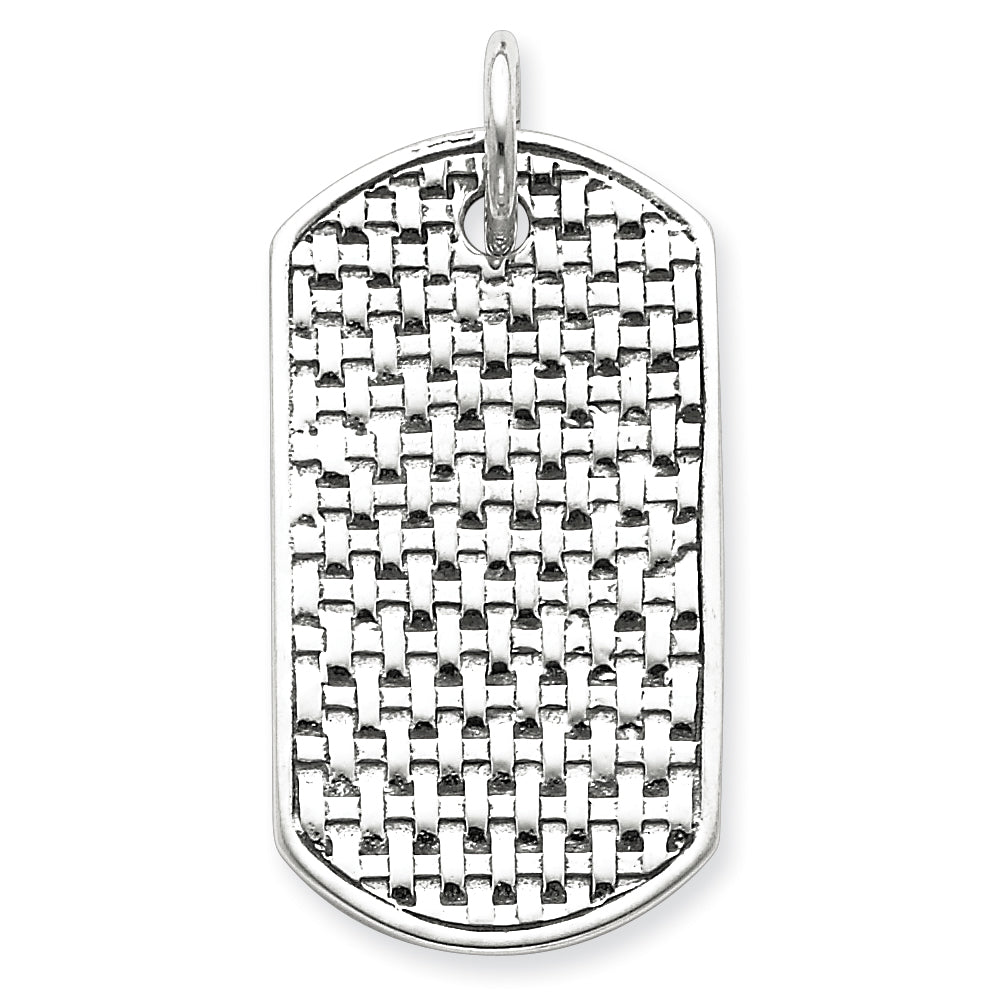 Sterling Silver Antiqued Dog Tag Pendant