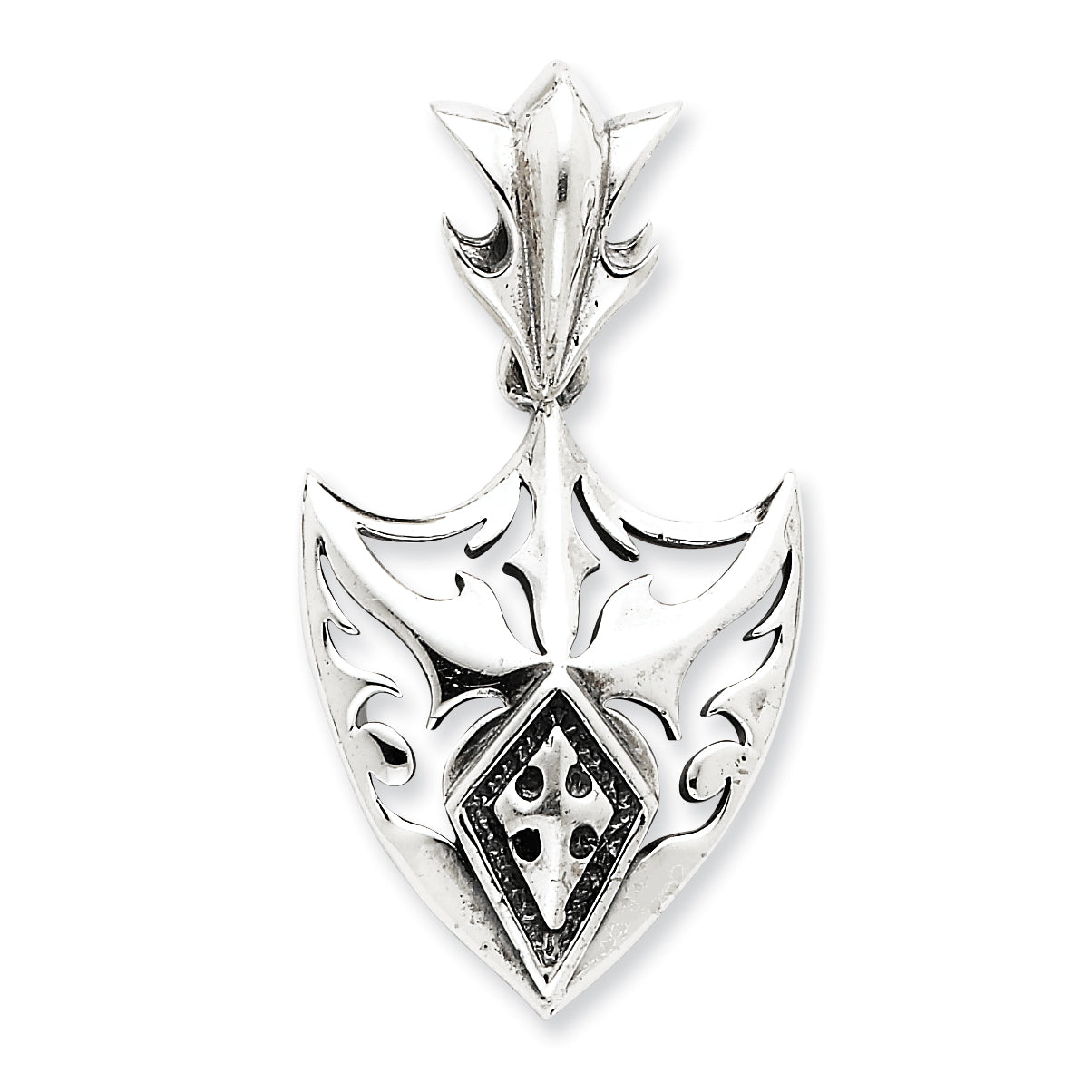 Sterling Silver Antiqued Shield Pendant