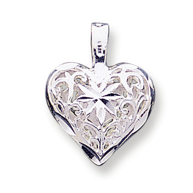 Sterling Silver Filigree Heart Charm