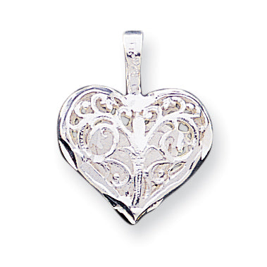 Sterling Silver Filigree Heart Charm