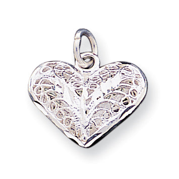 Sterling Silver Filigree Heart Charm