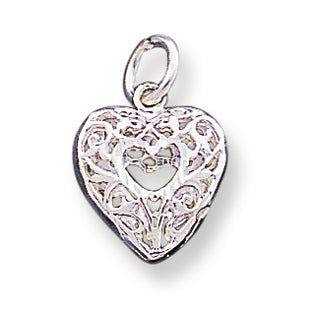 Sterling Silver Filigree Heart Charm