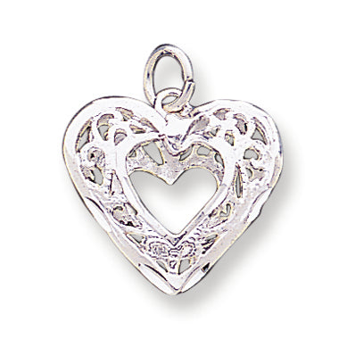 Sterling Silver Filigree Heart Charm