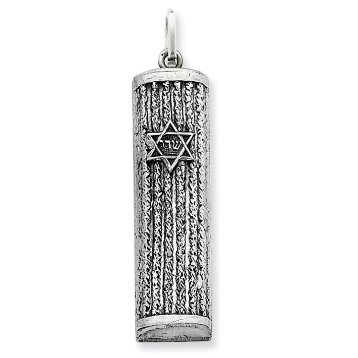 Sterling Silver Antiqued Mezuzah Pendant