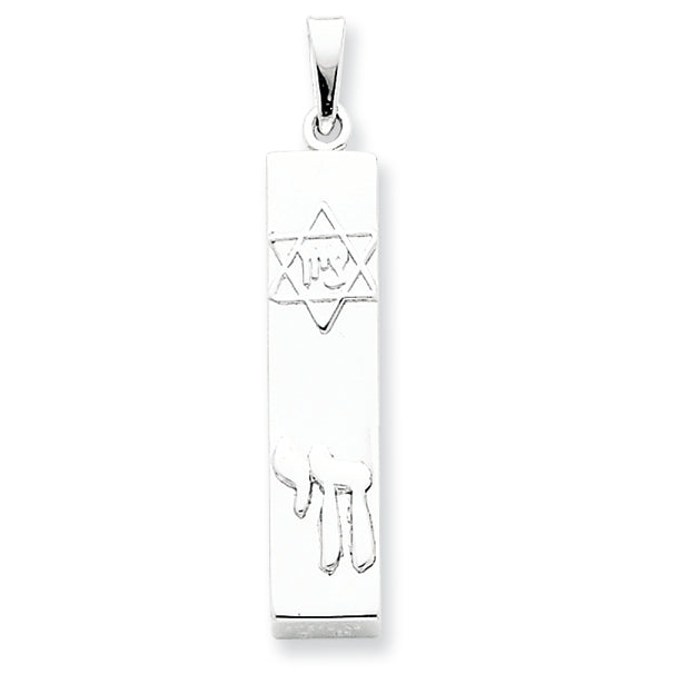 Sterling Silver Mezuzah with Star & Chai Pendant