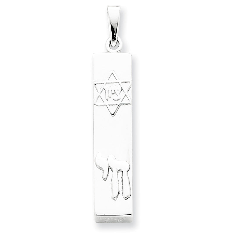 Sterling Silver Mezuzah with Star & Chai Pendant