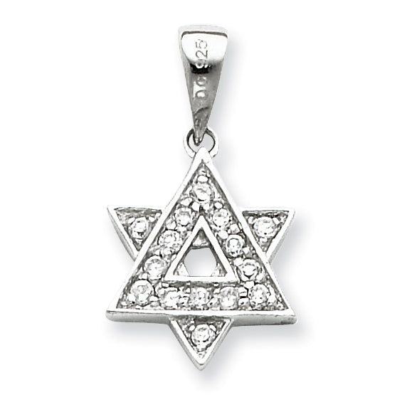 Sterling Silver CZ Star of David Pendant