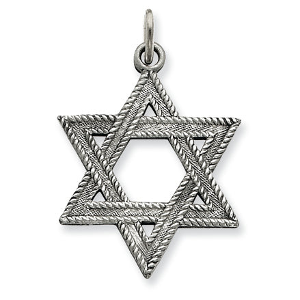 Sterling Silver Antiqued Star of David Charm