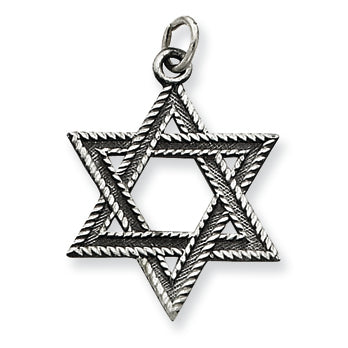 Sterling Silver Antiqued Star of David Pendant