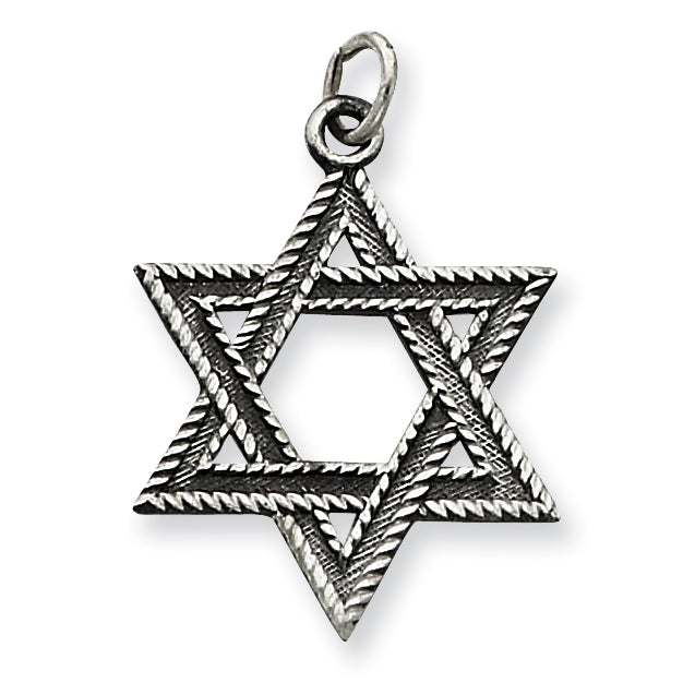 Sterling Silver Antiqued Star of David Pendant