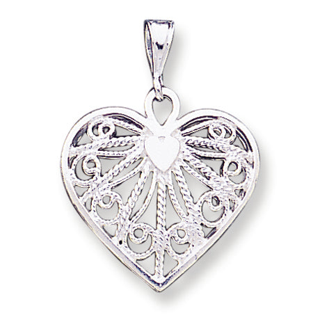 Sterling Silver Fancy Heart Charm