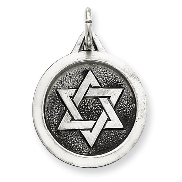 Sterling Silver Antiqued Star of David Medal