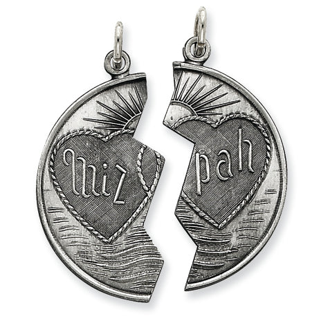 Sterling Silver Antiqued Mitzpah Charm