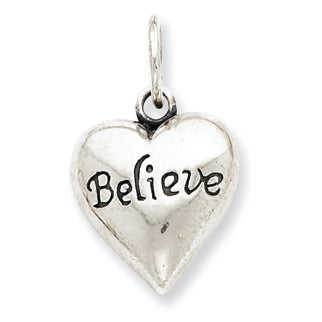Sterling Silver Antiqued Believe Pendant