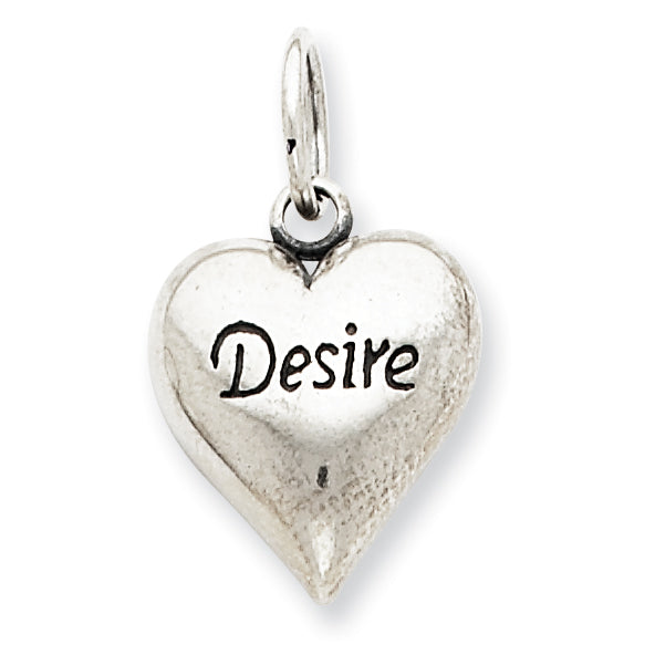 Sterling Silver Antiqued Desire Heart Pendant