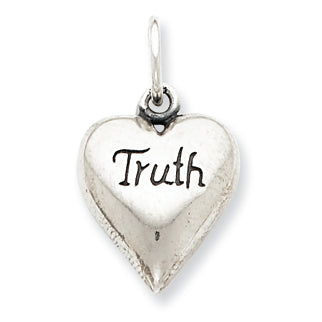 Sterling Silver Antiqued Truth Heart Pendant